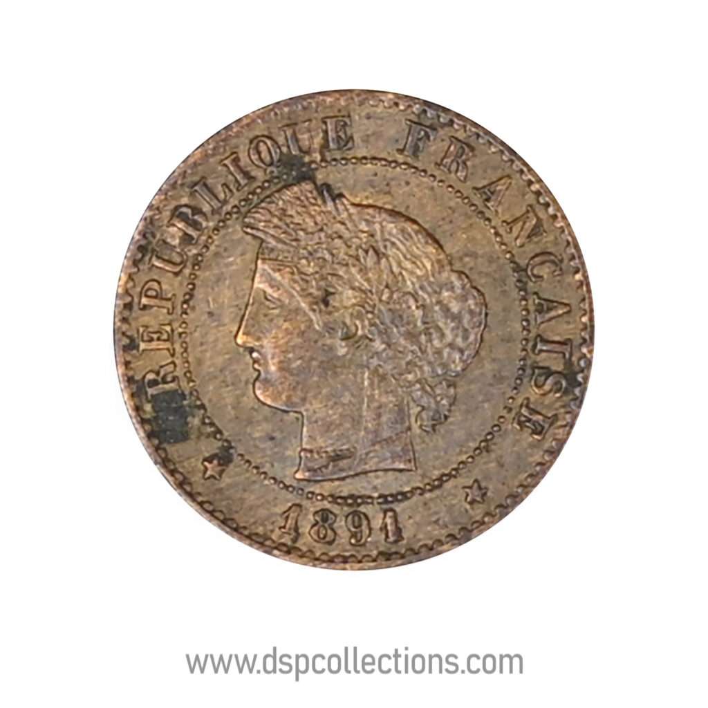 FRANCE, pièce de 1 Centime Cérès, 1891 A / Paris