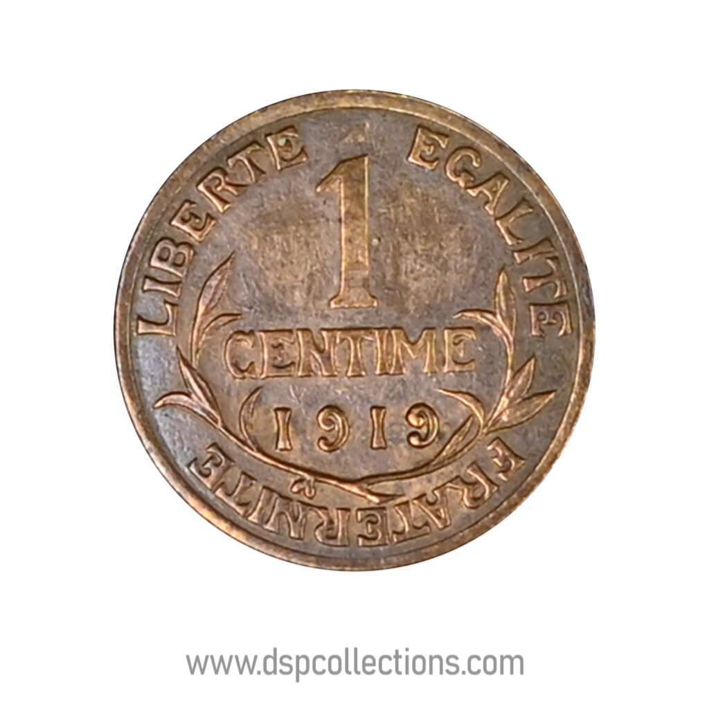 FRANCE, pièce de 1 Centime Daniel Dupuis 1919