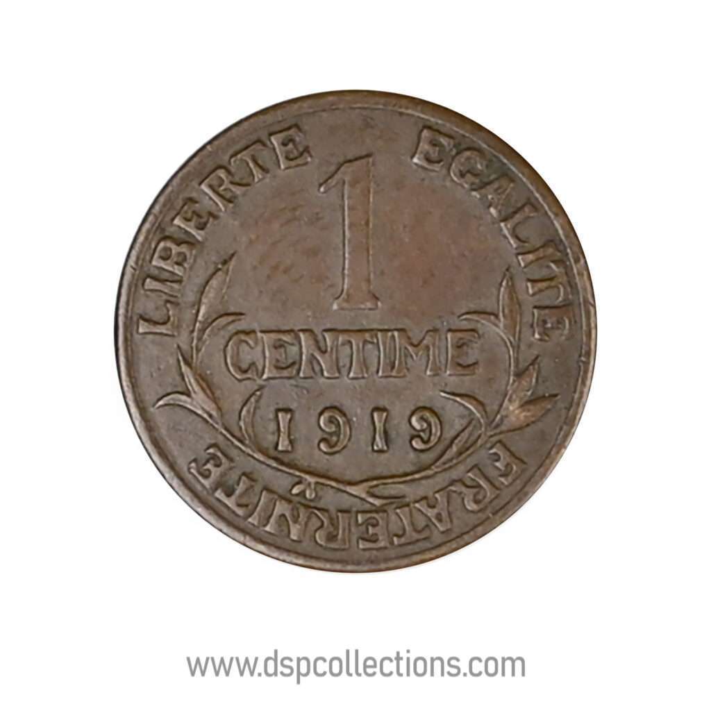 FRANCE, pièce de 1 Centime Daniel Dupuis 1919