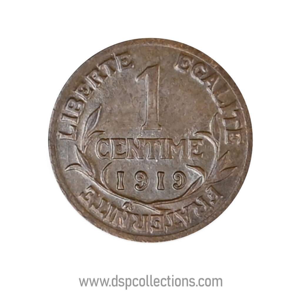 FRANCE, pièce de 1 Centime Daniel Dupuis 1919