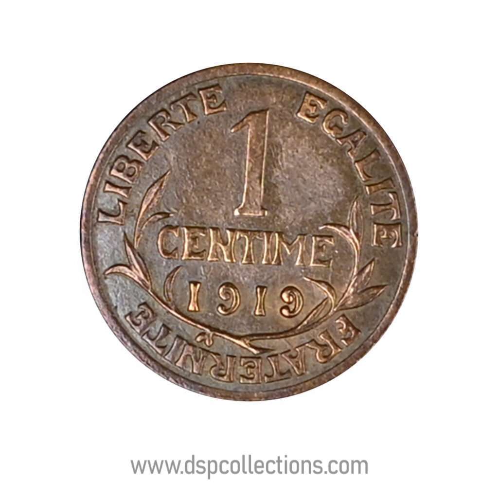 FRANCE, pièce de 1 Centime Daniel Dupuis 1919