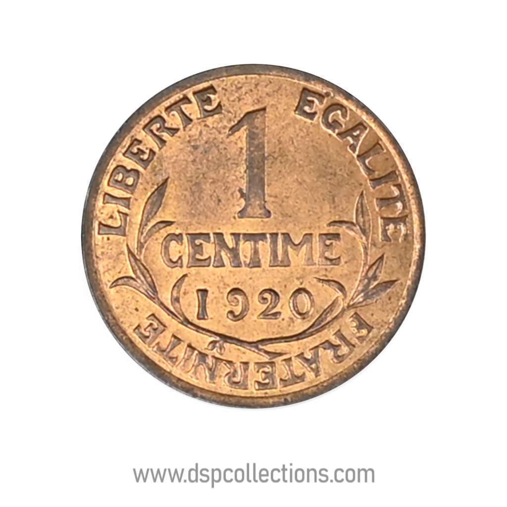 FRANCE, pièce de 1 Centime Daniel Dupuis 1920