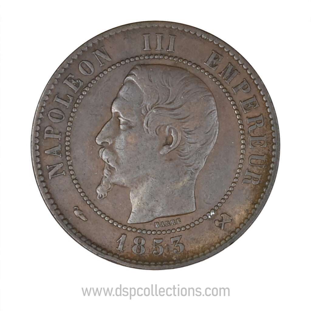 FRANCE, pièce de 10 Centimes Napoléon III, 1853 B / Rouen