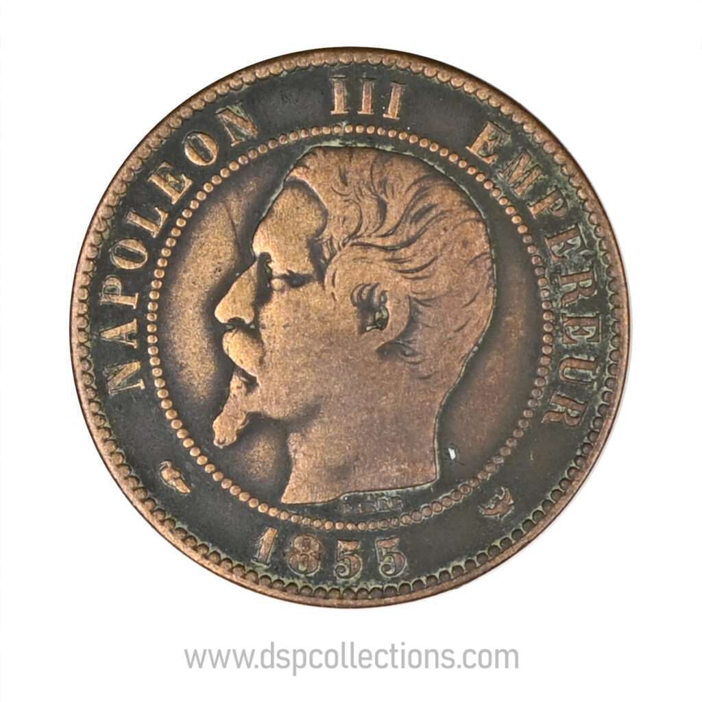 FRANCE, pièce de 10 Centimes Napoléon III, 1855 W / Lille