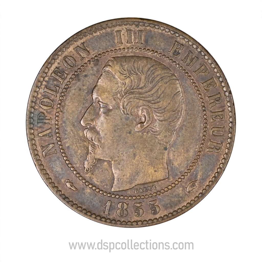 FRANCE, pièce de 10 Centimes Napoléon III, 1855 A / Paris