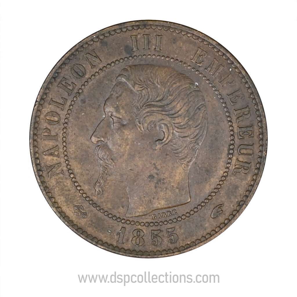 FRANCE, pièce de 10 Centimes Napoléon III, 1855 A / Paris