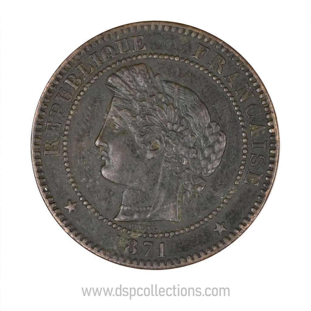 FRANCE, pièce de 10 Centimes Cérès, 1871 A / Paris