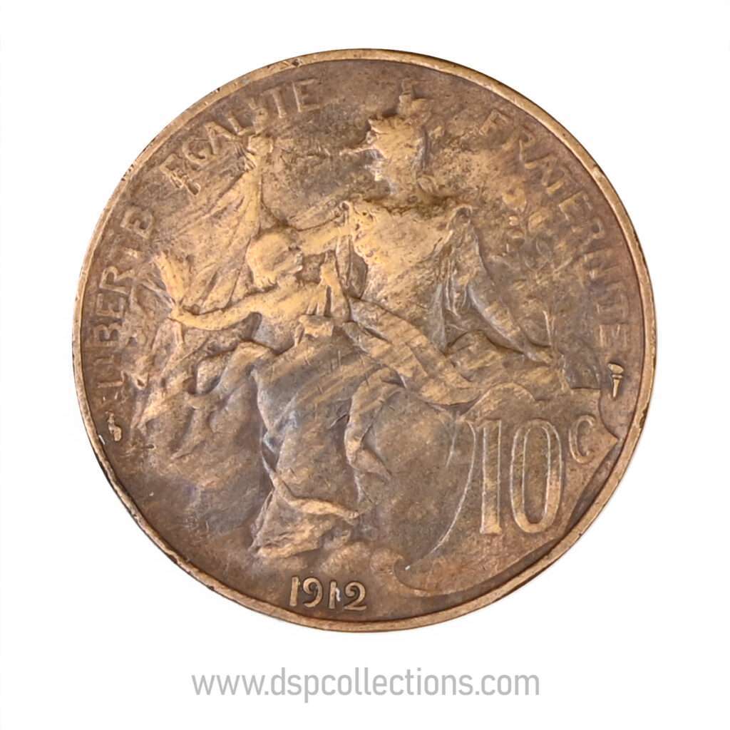 FRANCE, pièce de 10 Centimes Daniel Dupuis 1912