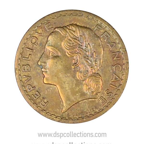 FRANCE, pièce de 5 Francs 1945, Lavrillier Bronze-Aluminium – Image 2