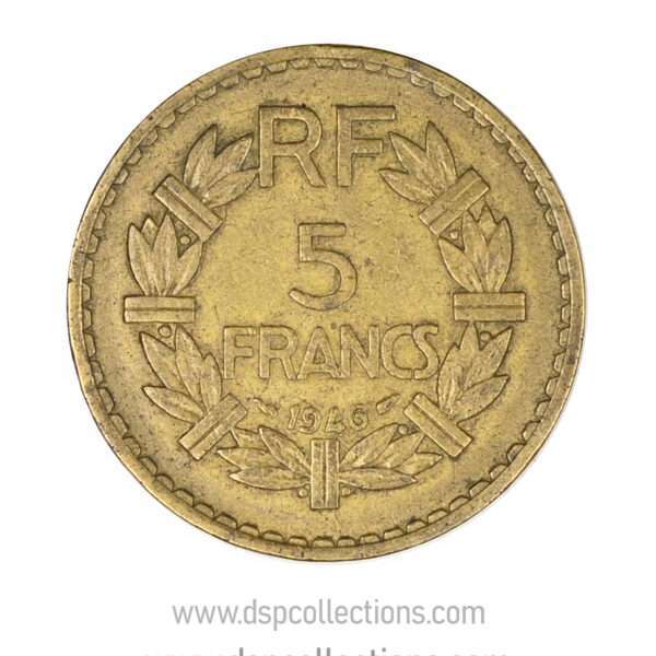 FRANCE, pièce de 5 Francs 1946, Lavrillier Bronze-Aluminium