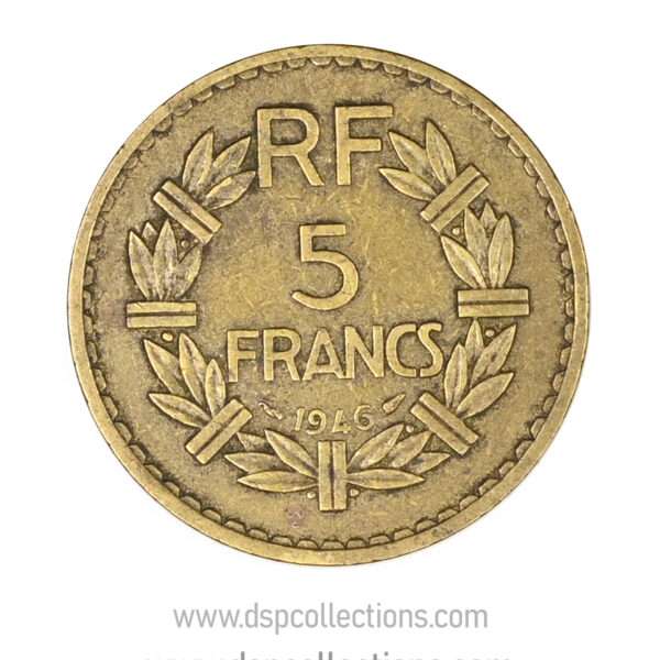 FRANCE, pièce de 5 Francs 1946, Lavrillier Bronze-Aluminium