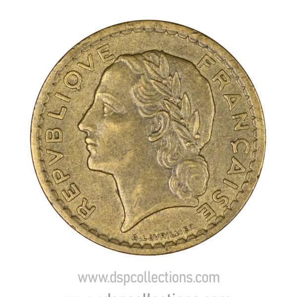 FRANCE, pièce de 5 Francs 1946, Lavrillier Bronze-Aluminium – Image 2