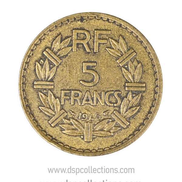 FRANCE, pièce de 5 Francs 1946, Lavrillier Bronze-Aluminium