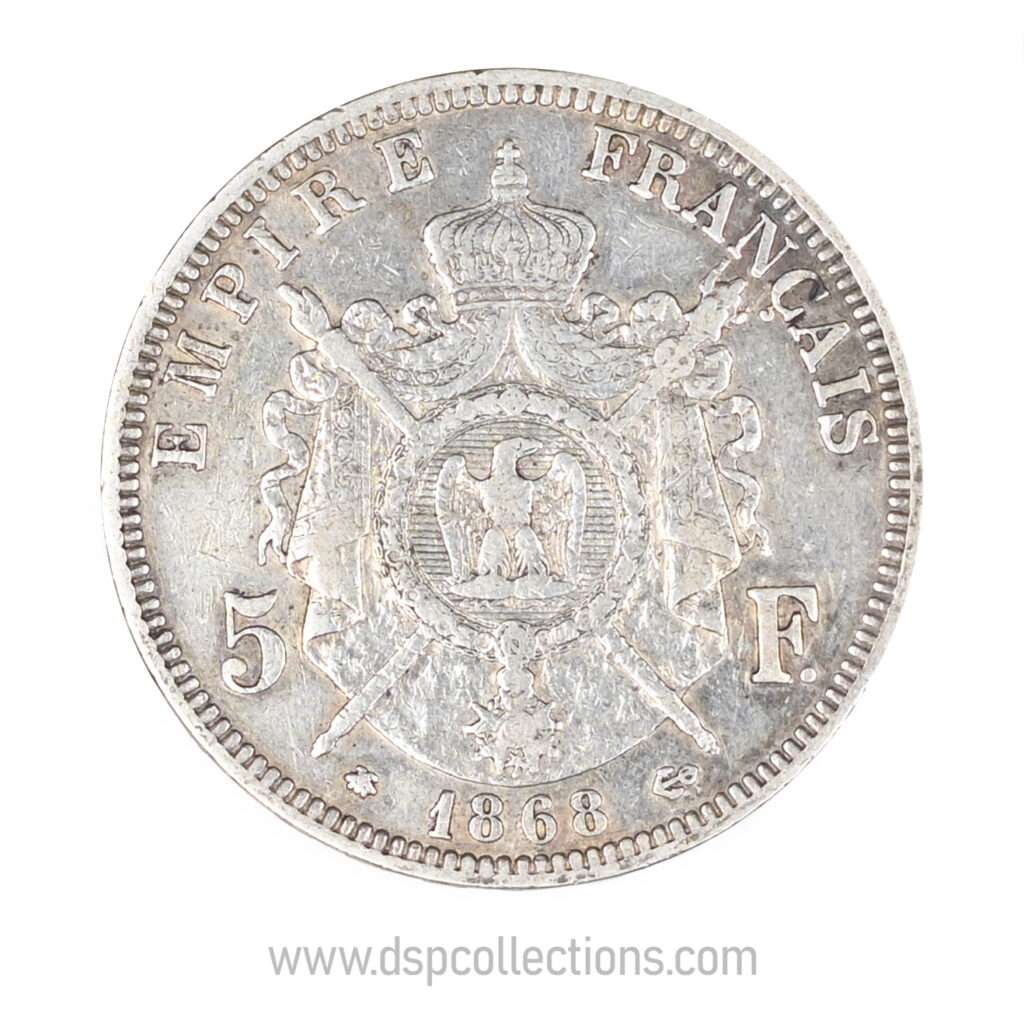 FRANCE, pièce de 5 Francs Napoléon III, 1868 A / Paris