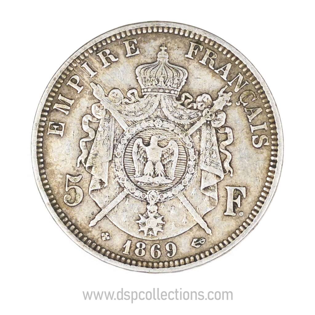 FRANCE, pièce de 5 Francs Napoléon III, 1869 BB / Strasbourg