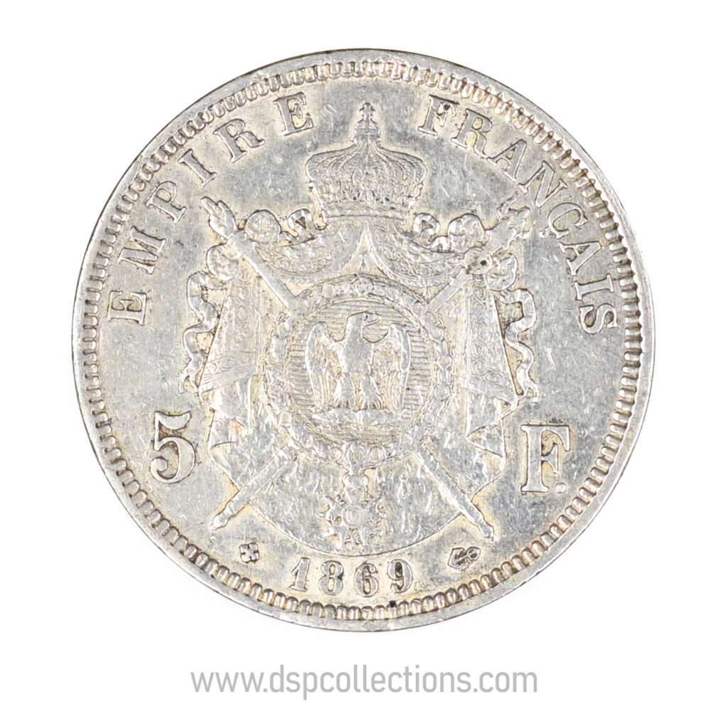 FRANCE, pièce de 5 Francs Napoléon III, 1869 BB / Strasbourg