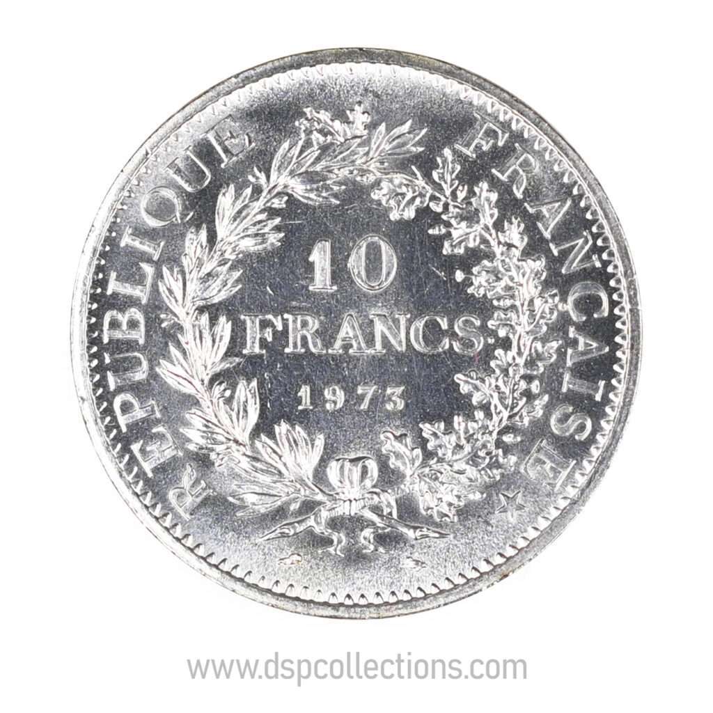 FRANCE, pièce de 10 Francs Hercule, 1973 en Argent