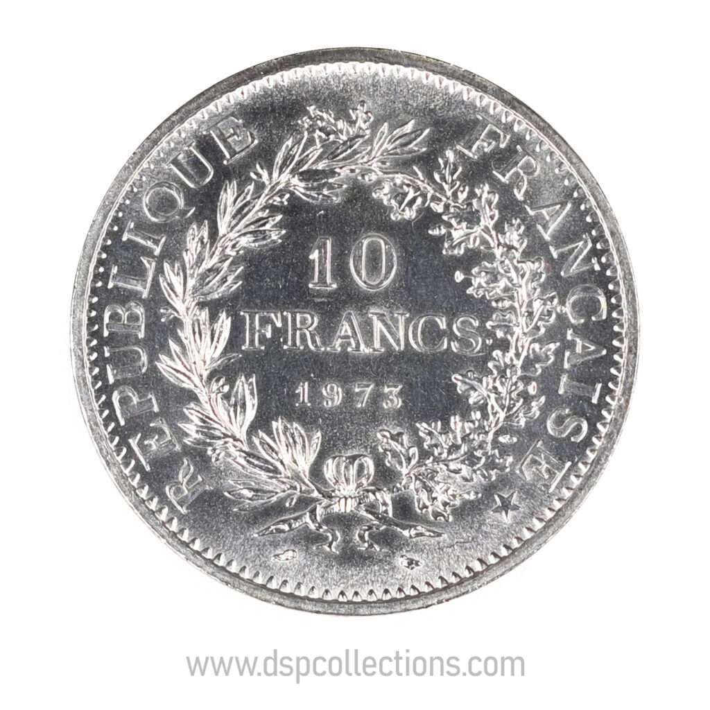 FRANCE, pièce de 10 Francs Hercule, 1973 en Argent