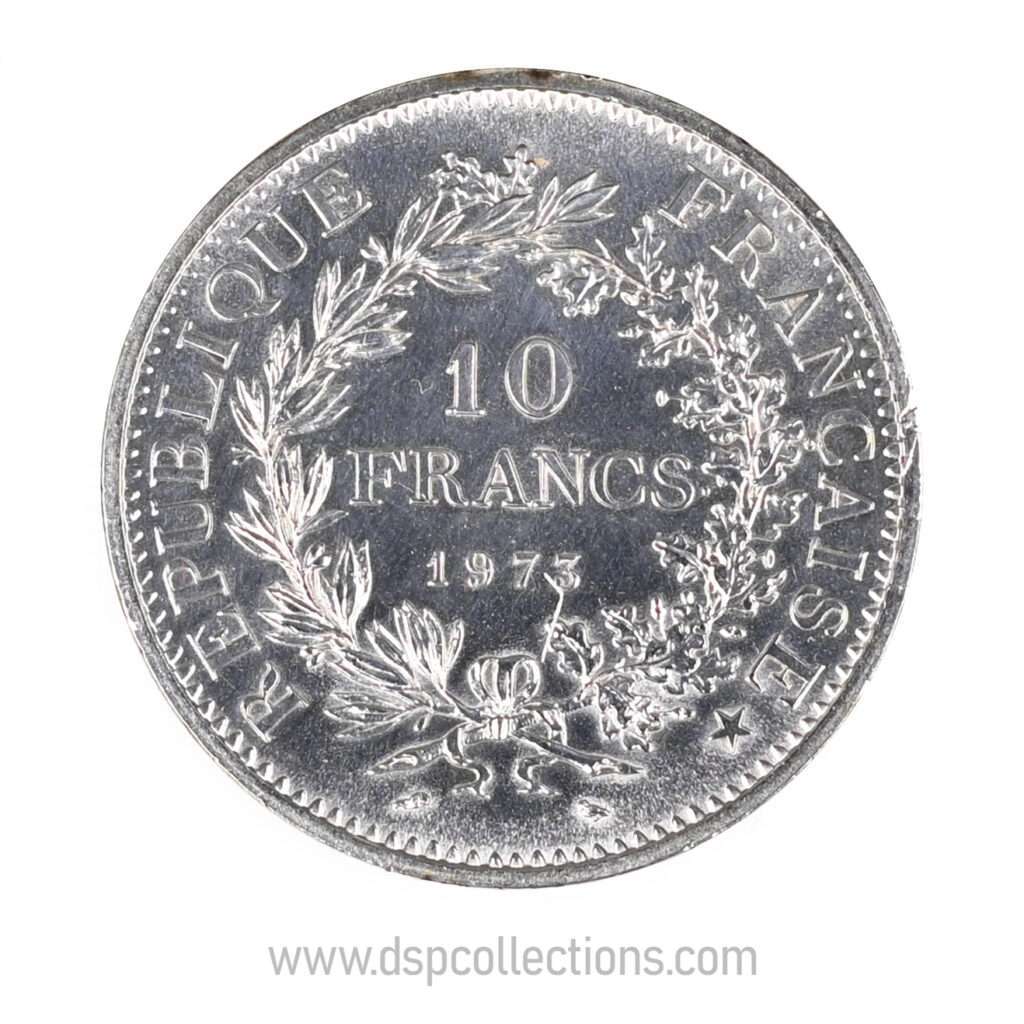 FRANCE, pièce de 10 Francs Hercule, 1973 en Argent