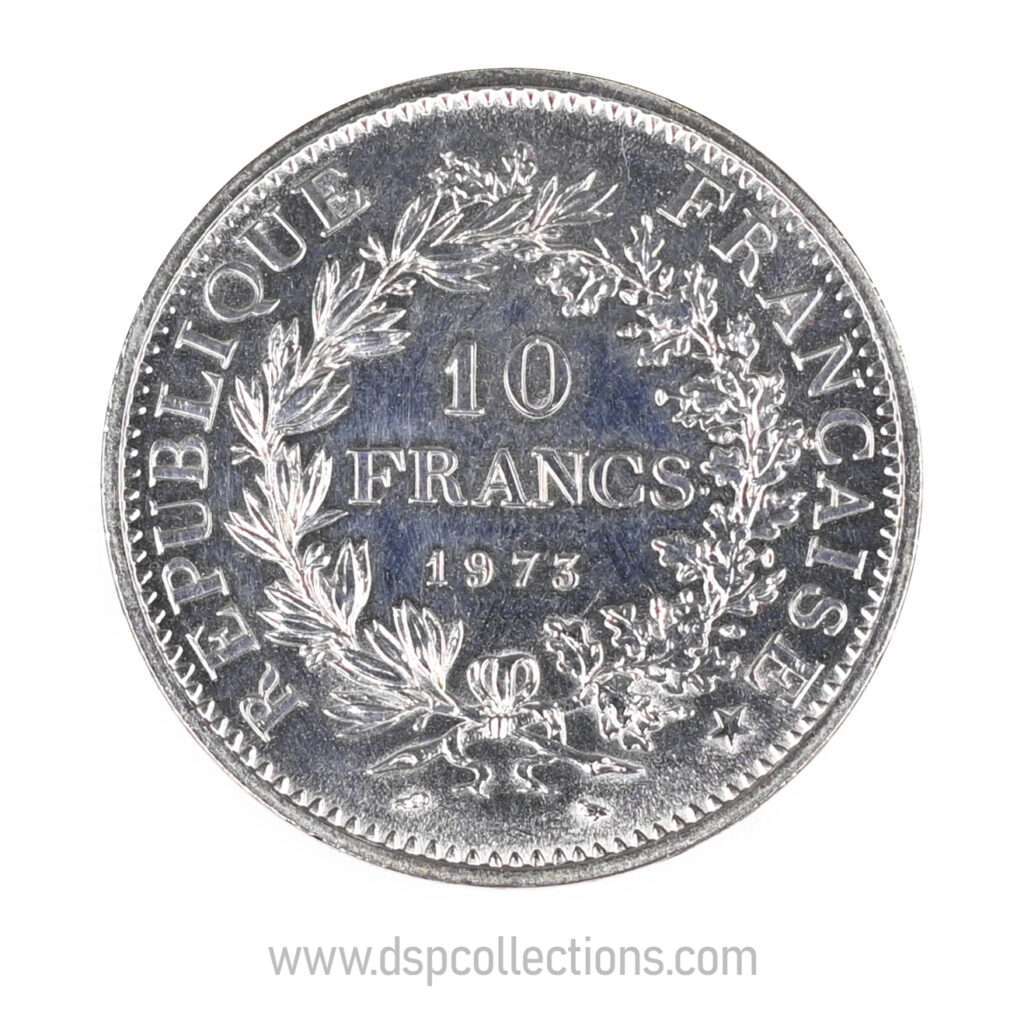 FRANCE, pièce de 10 Francs Hercule, 1973 en Argent