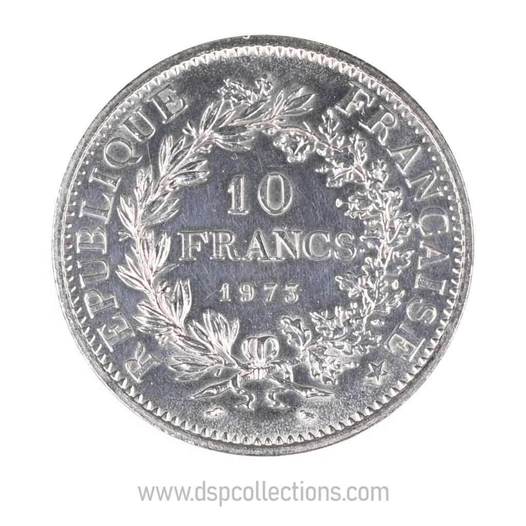 FRANCE, pièce de 10 Francs Hercule, 1973 en Argent