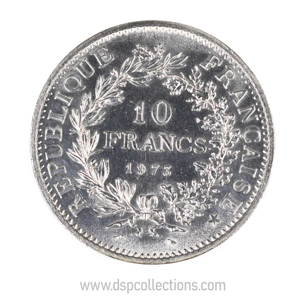 FRANCE, pièce de 10 Francs Hercule, 1973 en Argent