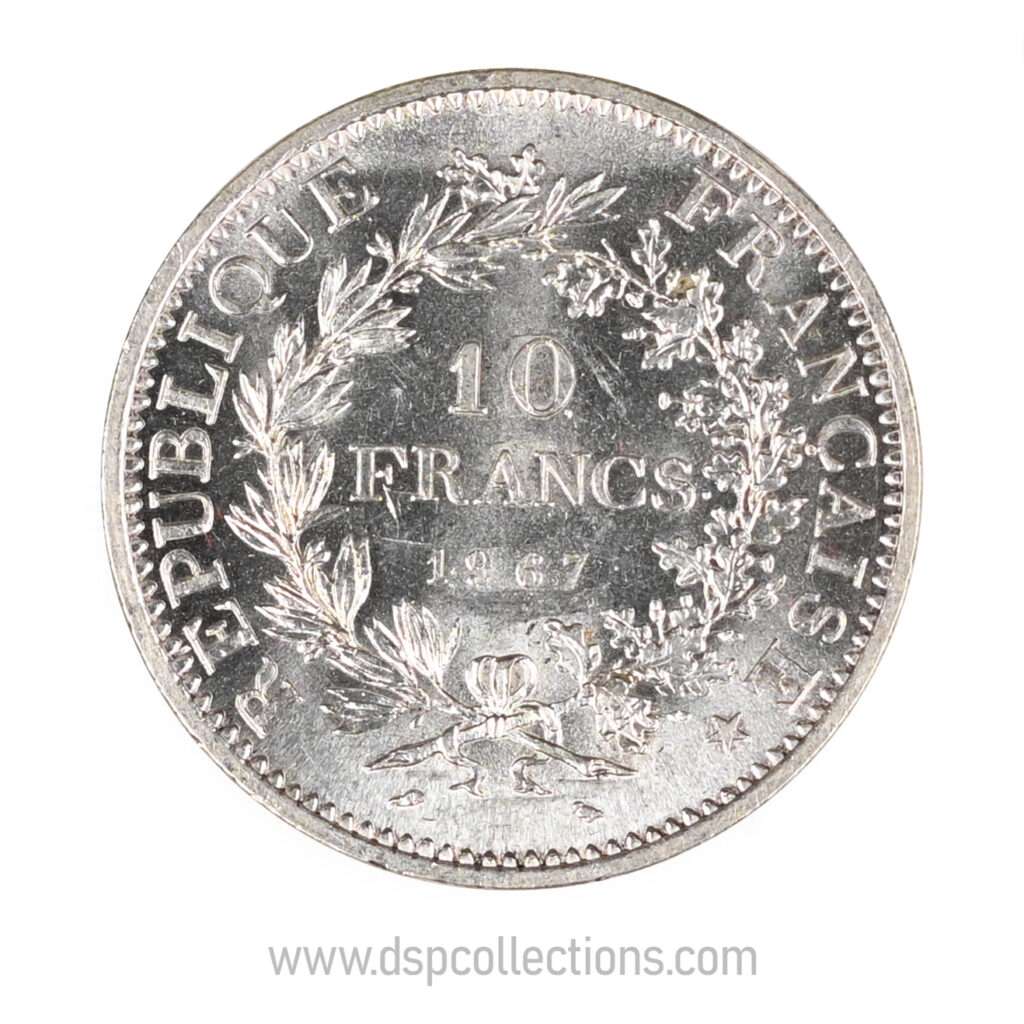 FRANCE, pièce de 10 Francs Hercule, 1967 avec accent en Argent