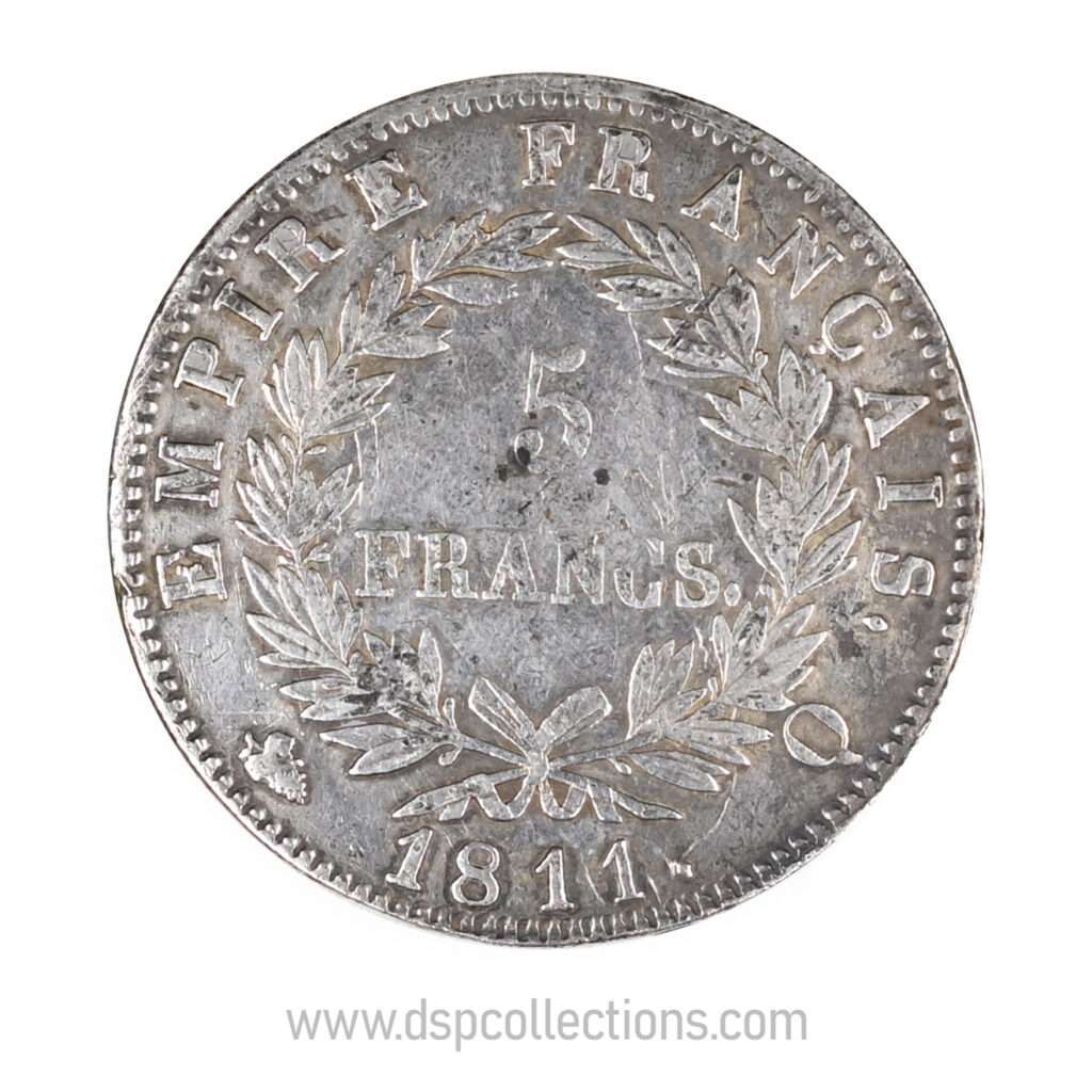 FRANCE, pièce de 5 Francs Napoléon Ier, 1811 Q / Perpignan