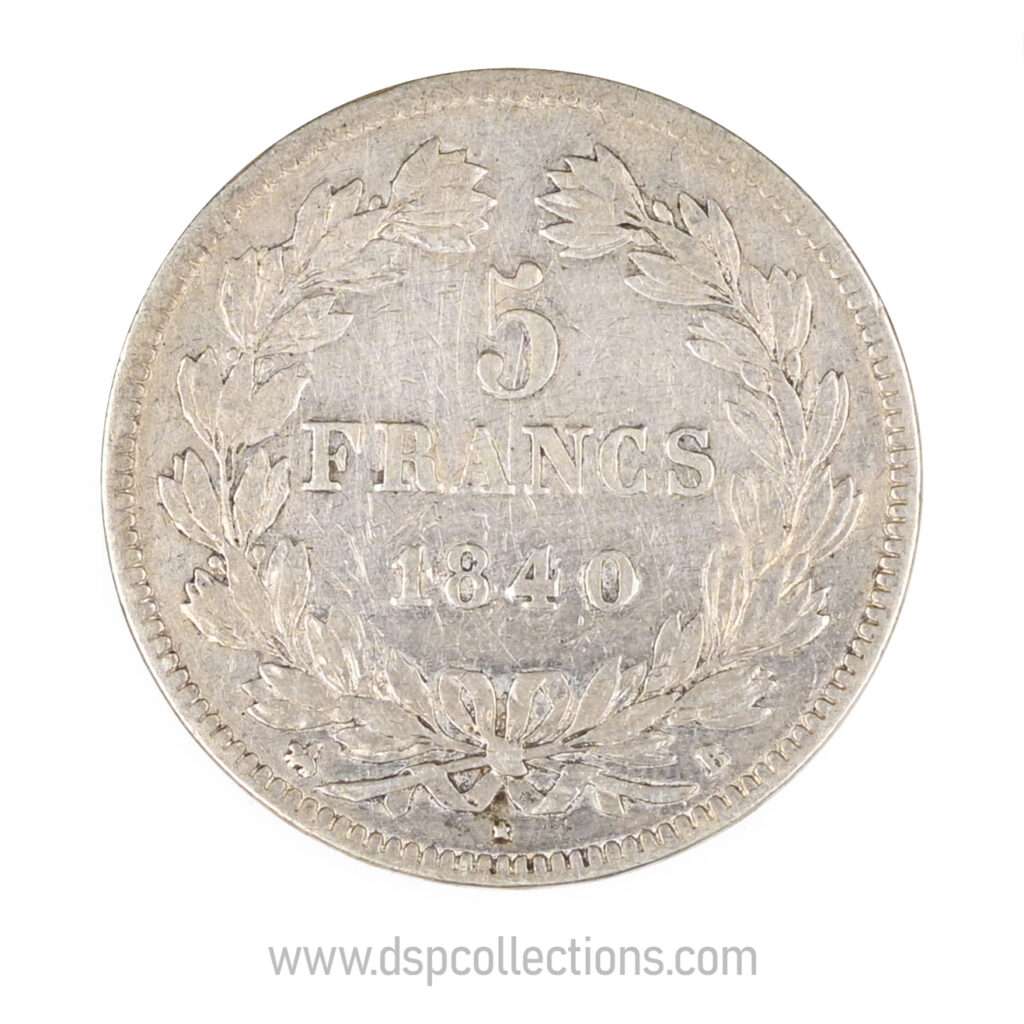 FRANCE, pièce de 5 Francs Louis Philippe Ier, 1840 B / Rouen