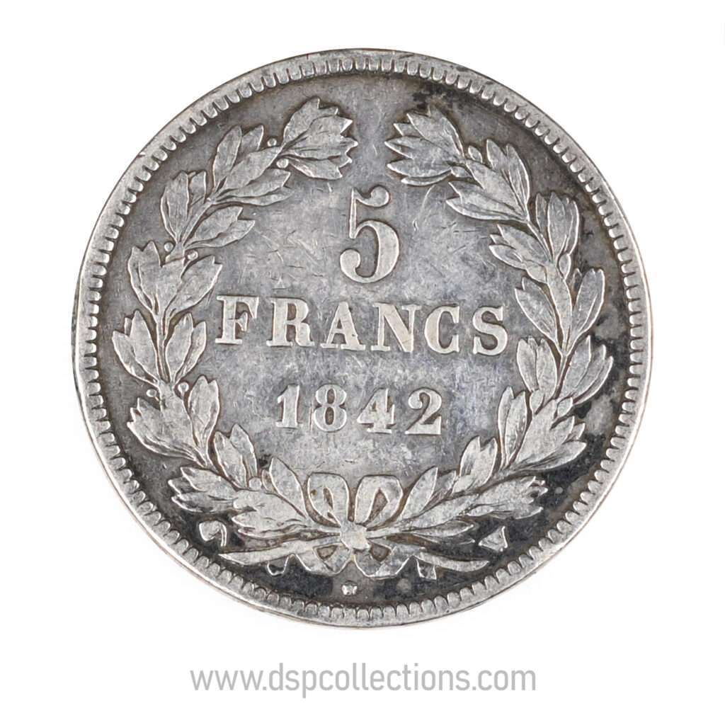 FRANCE, pièce de 5 Francs Louis Philippe Ier, 1842 W / Lille