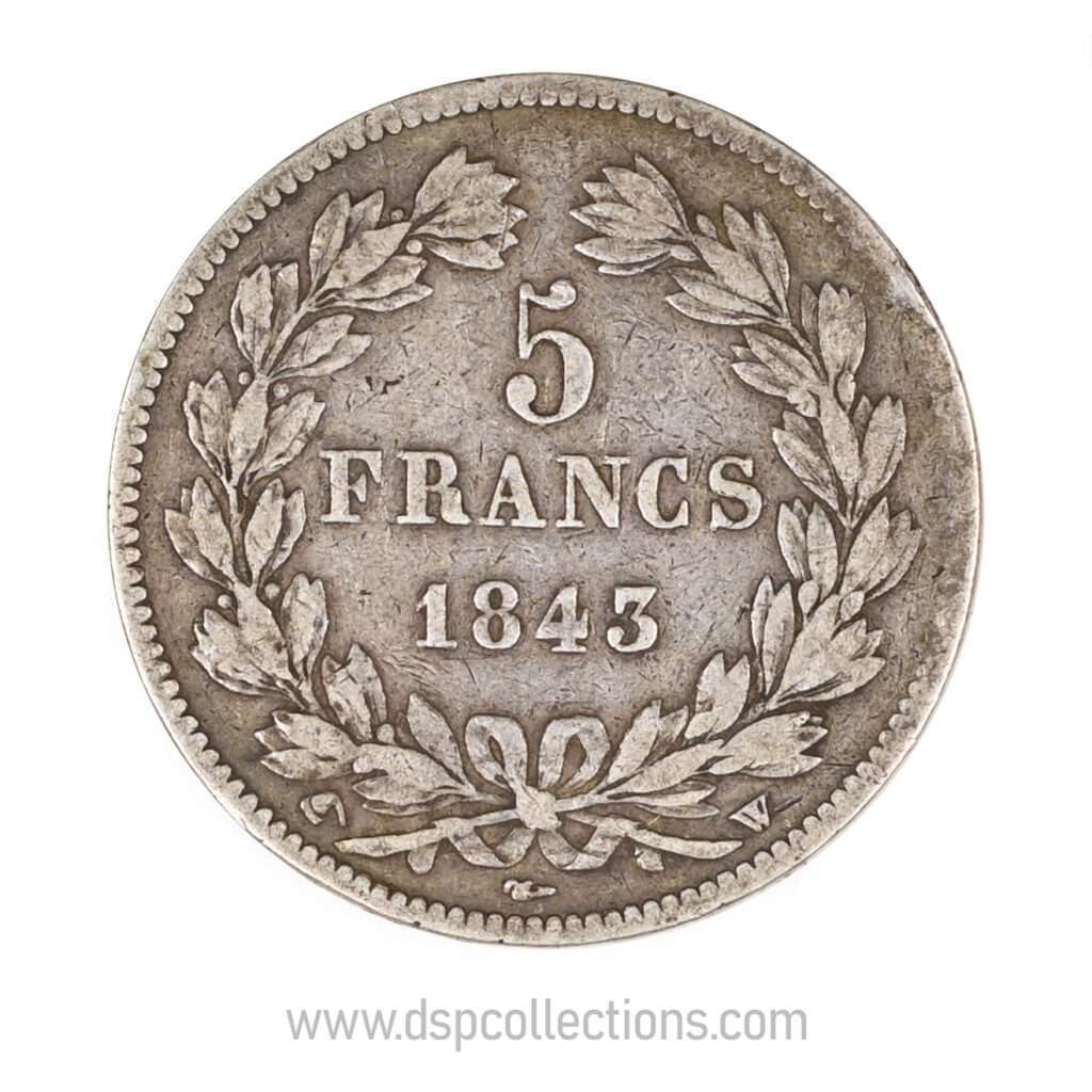 FRANCE, pièce de 5 Francs Louis Philippe Ier, 1843 W / Lille