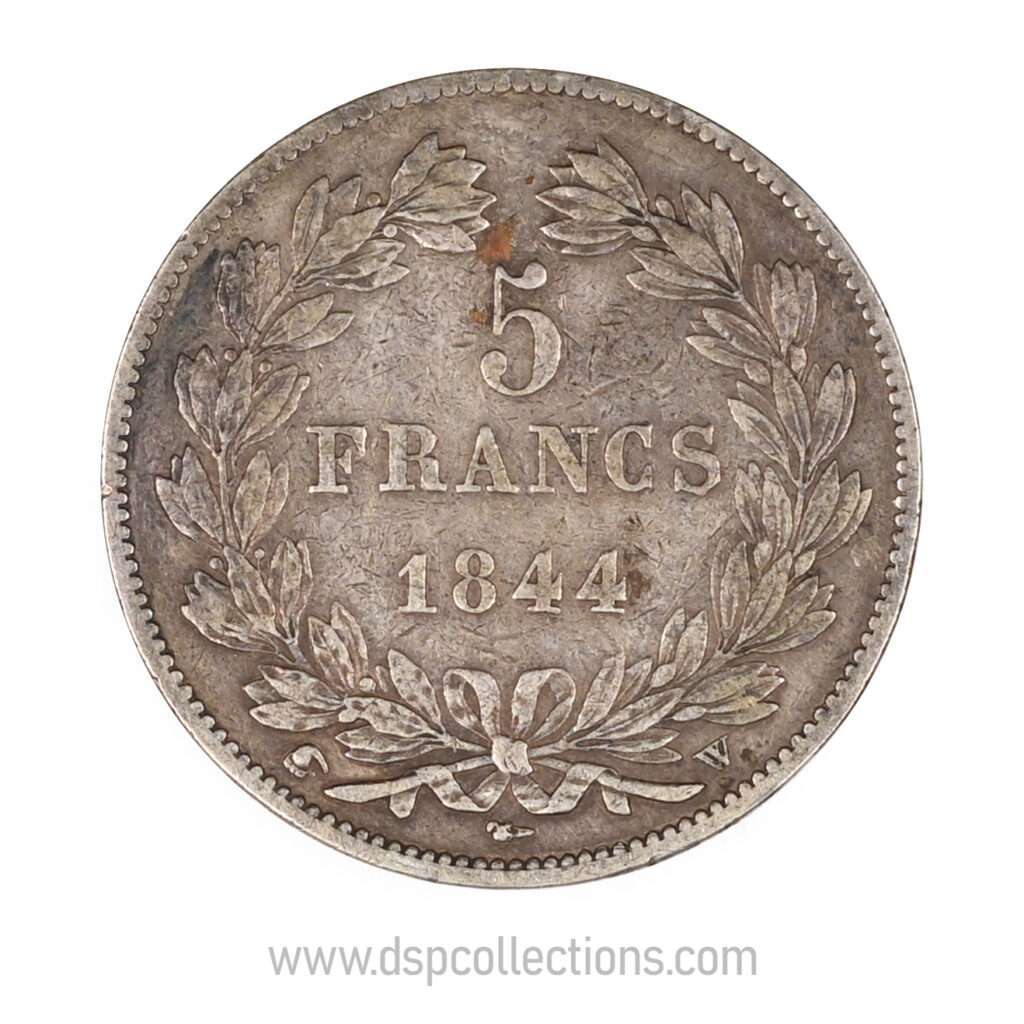 FRANCE, pièce de 5 Francs Louis Philippe Ier, 1844 W / Lille