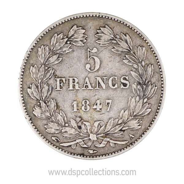 FRANCE, pièce de 5 Francs Louis Philippe Ier, 1847 A / Paris