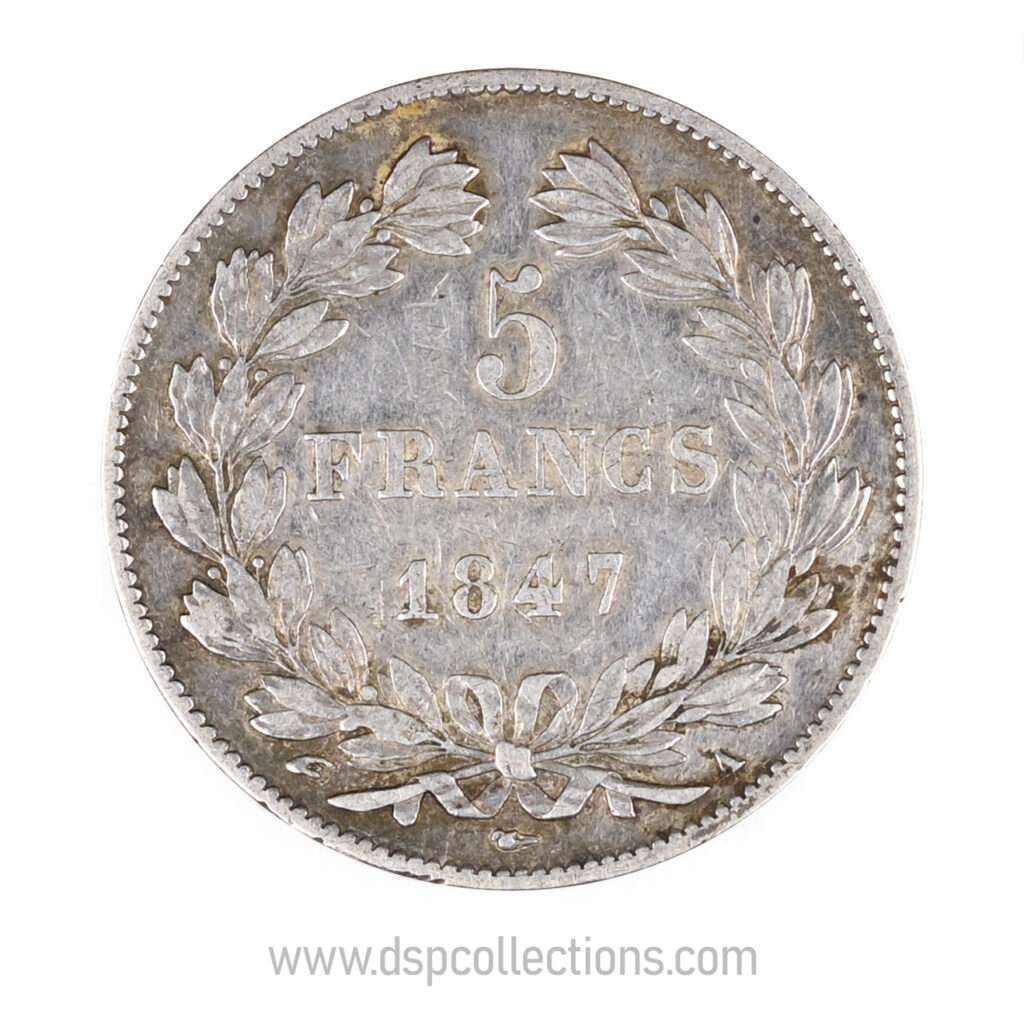 FRANCE, pièce de 5 Francs Louis Philippe Ier, 1847 A / Paris