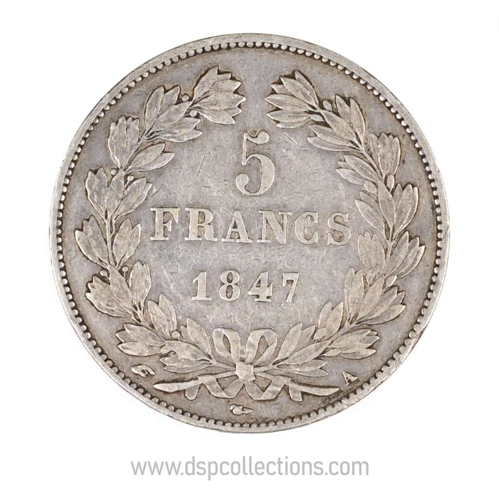 FRANCE, pièce de 5 Francs Louis Philippe Ier, 1847 A / Paris