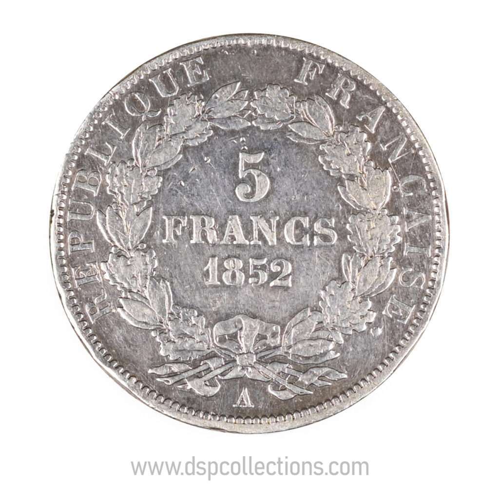 FRANCE, pièce de 5 Francs Napoléon III, 1852 A / Paris