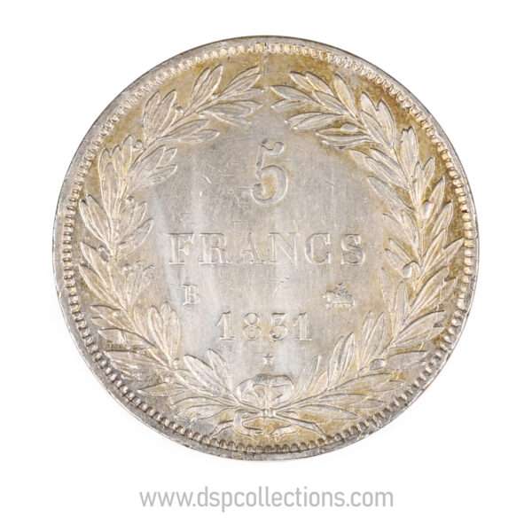 FRANCE, pièce de 5 Francs Louis Philippe Ier, 1831 B / Rouen