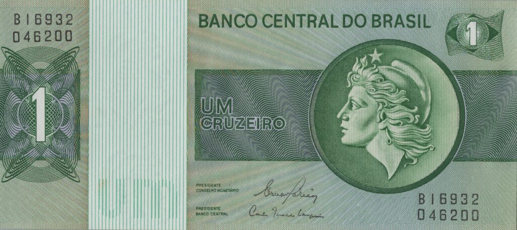 BRÉSIL billet de 1 Cruzeiro, Effigie de la République ND (1980)