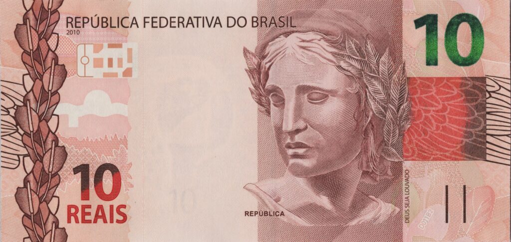 BRÉSIL billet de 10 Reais, Effigie de la République 2010