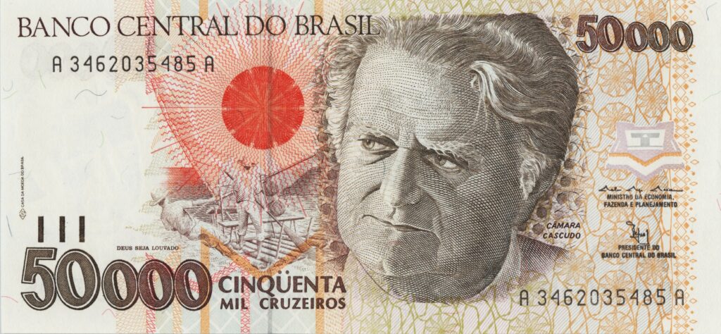 BRÉSIL billet de 50.000 Cruzeiros, Luís da Câmara Cascudo ND (1991-1993)