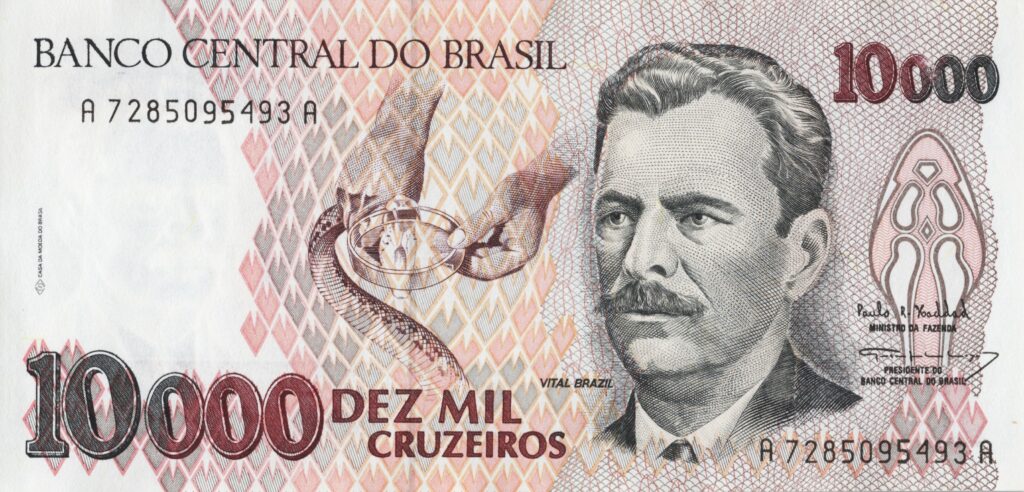 BRÉSIL billet de 10.000 Cruzeiros, Vital Brazil ND (1991-1993)