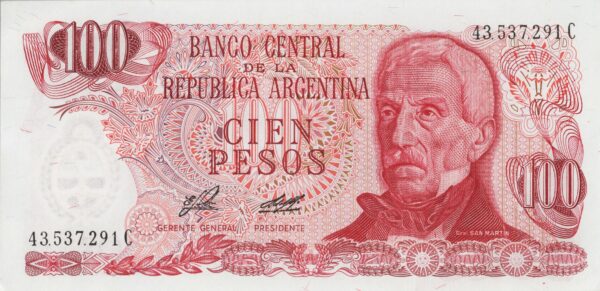 ARGENTINE billet de 100 Pesos ND (1976/78) Général José de San Martín
