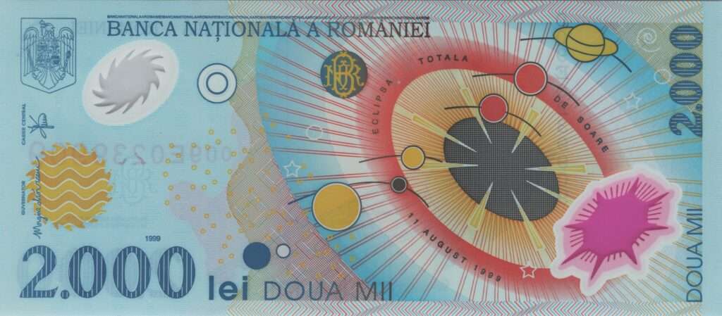 ROUMANIE billet de 2.000 Lei Polymère 1999 Eclipse Totale Soleil