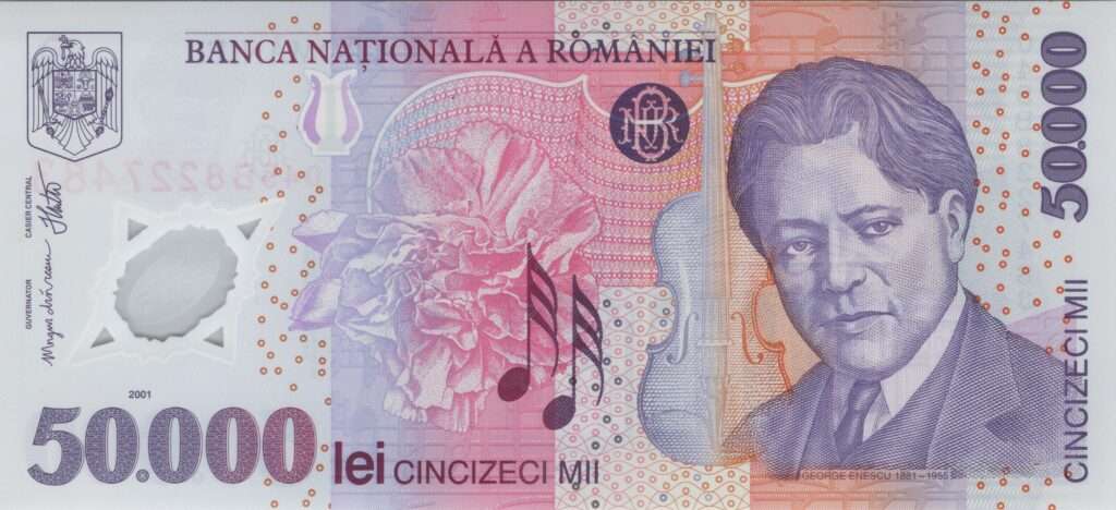 ROUMANIE billet de 50.000 Lei Polymère 2004 George Enescu