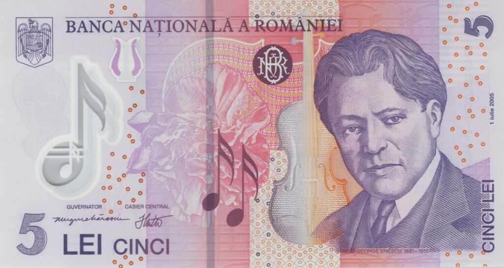 ROUMANIE billet de 5 Lei Polymère 2005 George Enescu