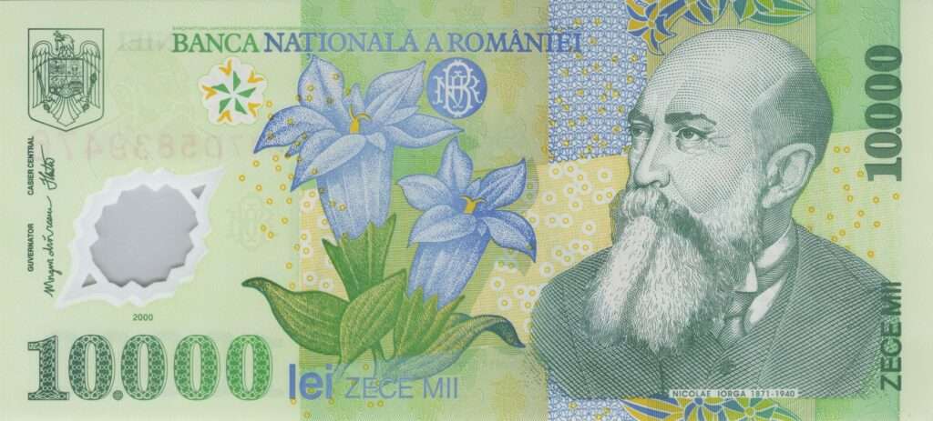 ROUMANIE billet de 10.000 Lei Polymère 2001 Nicolae Iorga