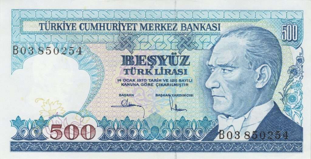 TURQUIE billet de 500 Türk Lirası 1983, Président Mustafa Kemal Atatürk