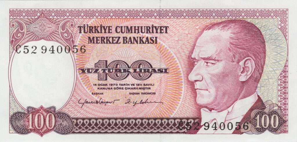 TURQUIE billet de 100 Türk Lirası 1984, Président Mustafa Kemal Atatürk