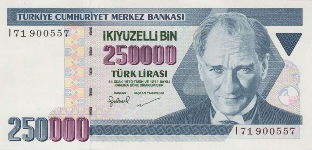 TURQUIE billet de 250.000 Türk Lirası ND (1998-2001) Mustafa Kemal Atatürk