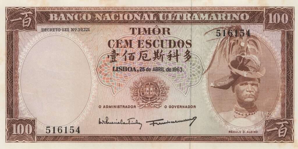 TIMOR billet colonie portugaise de 100 Escudos 25-04-1963, Régulo D. Aleixo